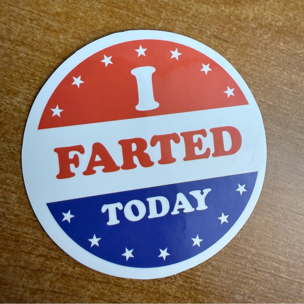 Red and Blue Humorous Sticker - Picture 1 of 1